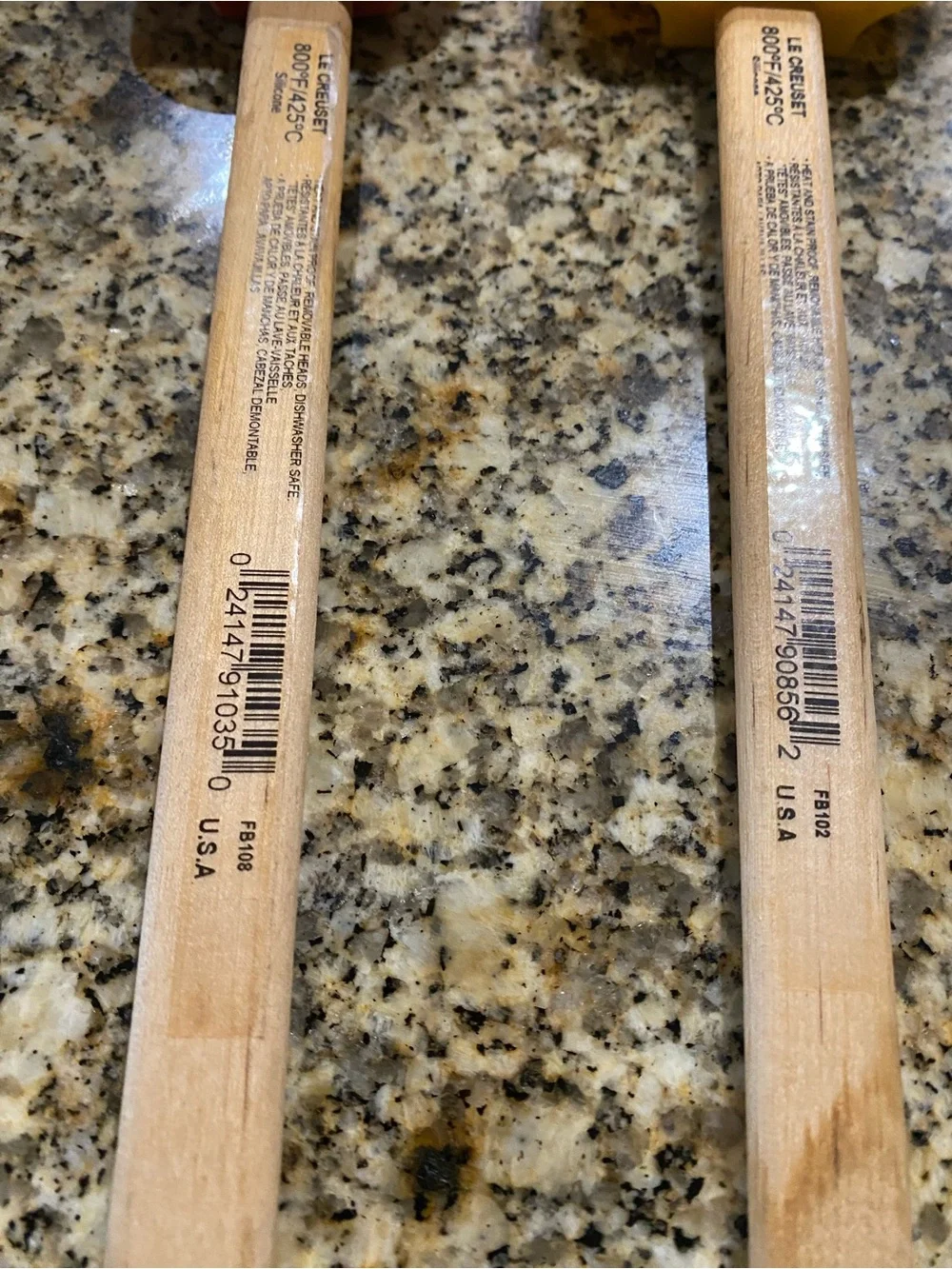 Le Creuset Silicone Spatula Wood Handle Retired Soleil Yellow & Hibiscus Scraper